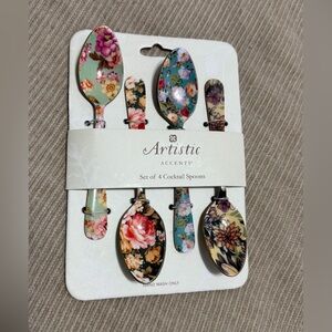 Artistic Accents Floral Cocktail Spoon Set - Multicolor